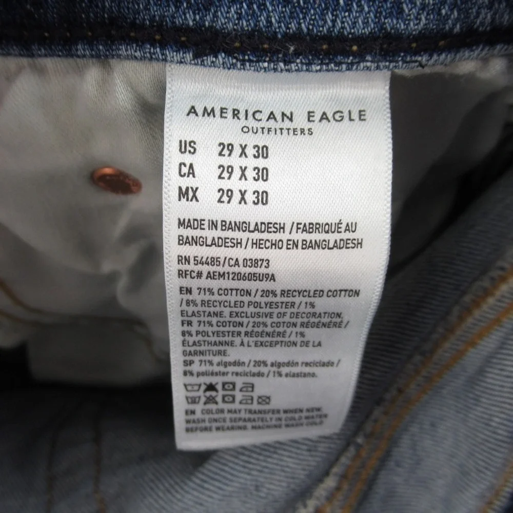 American Eagle Athletic Skinny Jeans Mens 29x30 Blue Distressed Airflex 3552